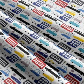 Children's cotton fabric by the meter Cars on Red