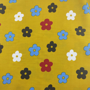 Bavlněné látky Percal. Kytičky na Horčicovém