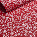 Christmas cotton fabric, by the meter, width 160 cm, White Snowflakes on Red