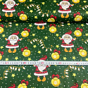 Świąteczna tkanina bawełniana wzór świąteczny na zielonem tle