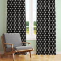 Decorative cotton fabric, by the meter, Feathers White on Black