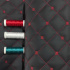 Eco-leather MIX 3x3 cm black color quilted with red threads, by the meter, 145 cm