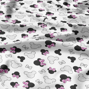 Cotton fabrics, by the meter. Rosettes in Pink and White