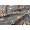 Cotton fabrics, Animals on Graphite, by the meter