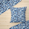 Cotton fabric 100% cotton, 125 g/m², width 160 cm, blue triangles 2 cm