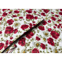 Tissu de coton de fleurs de pavot sur blanche