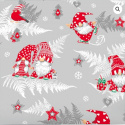Christmas cotton fabric, by the meter, width 160 cm, Red Elves on Green