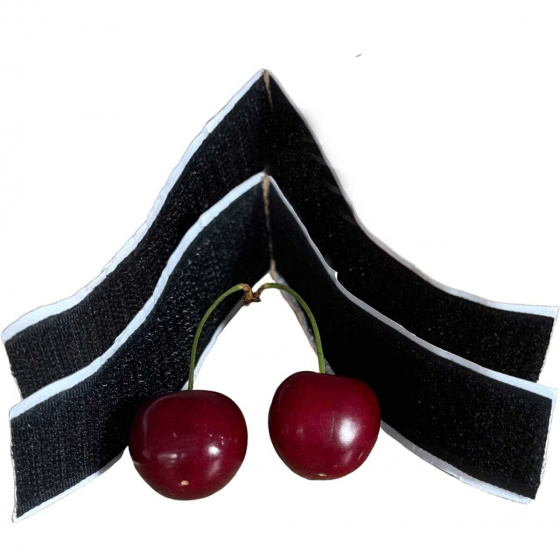 Black hook and loop tape with adhesive 2x20 cm, width 20 mm