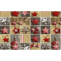 Christmas cotton fabric, by the meter, width 160 cm, Christmas ornaments stars Red on Gray