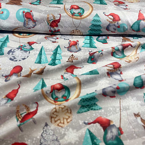 Vánoční bavlněná látka, metráž, šíře 160 cm, Vánoční vzor na Šedém