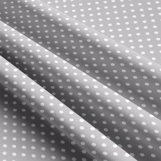 Children's cotton fabrics, by the meter. Dot 4 mm, white on Gray
