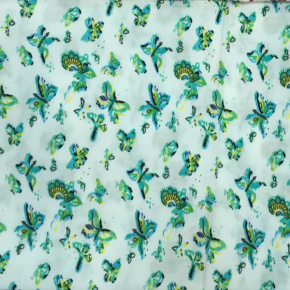 Bavlněné látky Percal. Motýlci na Mentolovém