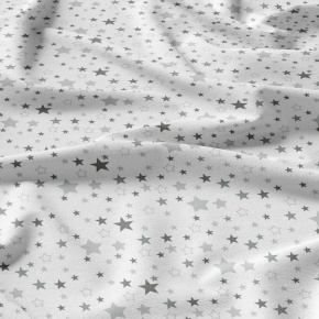Children's cotton fabric 100% cotton, 125 g/m², width 160 cm, grey stars on white