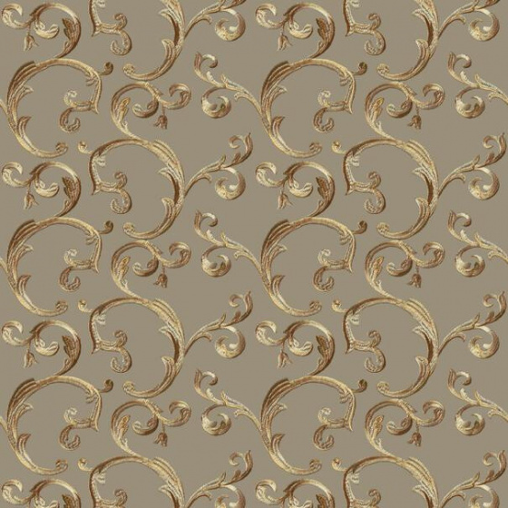 Velvet upholstery fabrics with print, Golden Ornament on Cappuccino