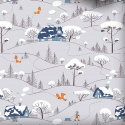 Christmas cotton fabric, by the meter, width 160 cm, Village