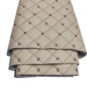 Cuir écologique MIX 3x3 cm couleur beige cousu avec des fils marron, métrage, 145 cm