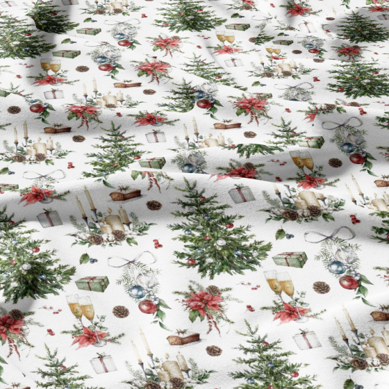 Christmas cotton fabric, by the meter, width 160 cm, Christmas tree