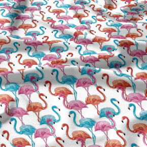 Bavlněné látky, metráž. Plameňák na Bílém Bavlněné látky, metráž. Plameňák na Bílém