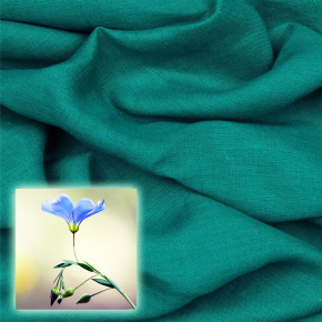 Natural linen fabric Oskar, Turquoise, 265 gr/m2