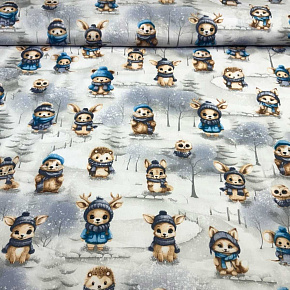 Vánoční bavlněná látka, metráž, šíře 160 cm, vzor Vánoce na Bílém 46