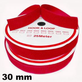 Hook and Loop Velcro Tape Set, Color Red 30 mm, Package 25 m Hook and Loop Velcro Tape Set, Color Red 30 mm, Package 25 m