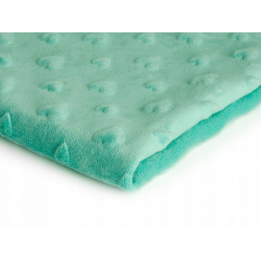 Látka minky srdička, 320 g/m², šíře 160 cm, metráž, mentolová