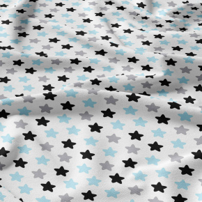 Children's cotton fabric 100% cotton, 125 g/m², width 160 cm, blue gingerbread on white Children's cotton fabric 100% cotton, 125 g/m², width 160 cm, blue gingerbread on white