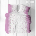 Flannel bedding with zipper, color Pink, 140x200 cm