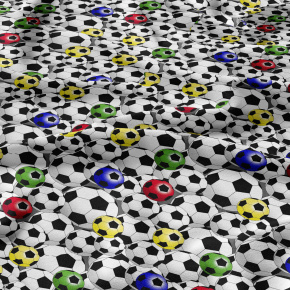 Cotton fabric 100% cotton, 125 g/m², width 160 cm, football multi on white
