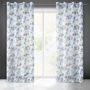 Patterned decorative curtain Bella color blue 140 x 250 cm