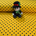 Children's cotton fabrics, by the meter. Dot 10 mm, black on Yellow