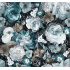 Velvet upholstery fabrics with print, Peonies on Black