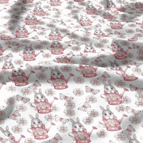 Bavlněné látky, metráž. Králíci na Bílém