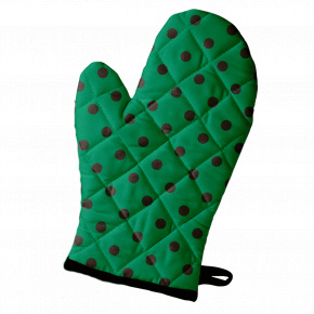 Kitchen Oven Mitt, Green Polka Dot