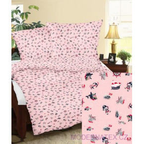 Dětská bavlněná látka metráž Velryby a lodě na Růžovém