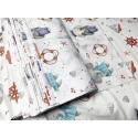 Tissu en coton motif éléphants et gouvernail sur blanc 690-4
