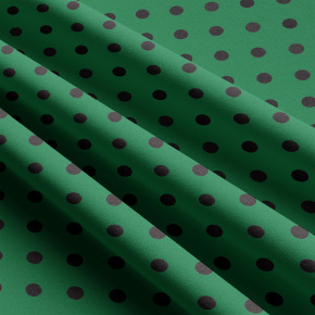 Children's cotton fabrics, by the meter. Dot 10 mm, black on Green