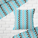 Decorative children's cotton fabrics, by the meter. Zigzag Blue, Gray and Black