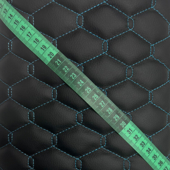Ekokůže GEO barva Černá prošívaná Tyrkysovými nitěmi 1,45 m x 0,65 m