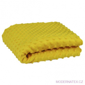 Látka minky puntík, 380 g/m², šíře 160 cm, metráž, horčicová