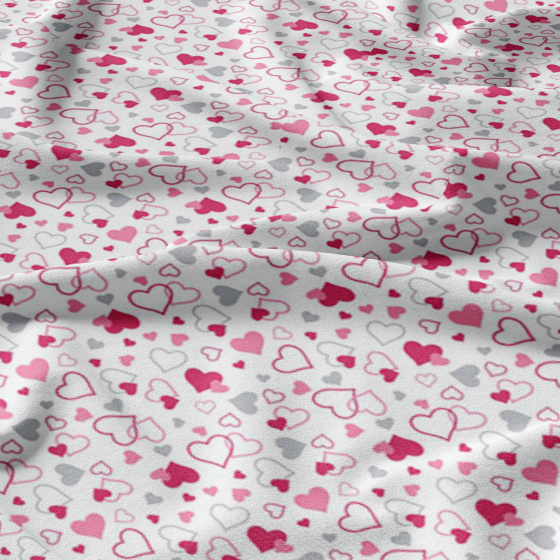 Decorative cotton fabric, by the meter, Valentine's Pink on White