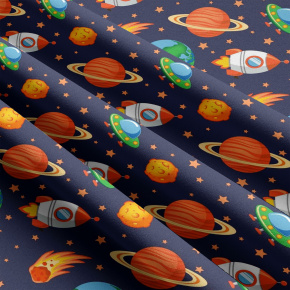 Cotton fabric Space on blue