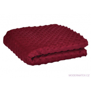 Látka minky puntík, 380 g/m², šíře 160 cm, metráž, vínová