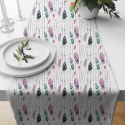 Decorative cotton fabric, by the meter, Green and Pink Feathers