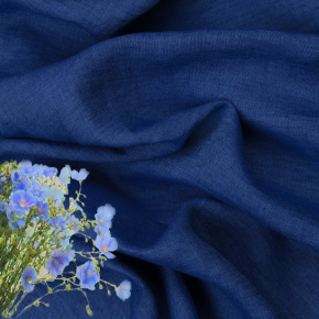 Přírodní lněná látka Julia, tmavě modrá, 154 gr/m2
