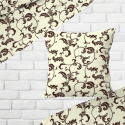 Children's cotton fabric by the meter Oriental Brown on Beige