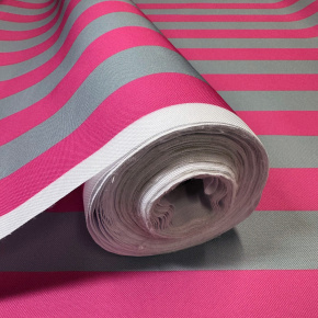 Venkovní látka Pergola (Oxford), 200 g/m², šíře 160 cm, šedo-růžové proužky 5 cm