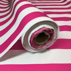 Venkovní látka Pergola (Oxford), 200 g/m², šíře 160 cm, bílo-ružové proužky 5 cm