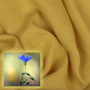 Přírodní lněná látka Oskar, Horčicová, 230 gr/m2