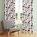 Cotton fabric, by the meter. Dino Black-Purple on White